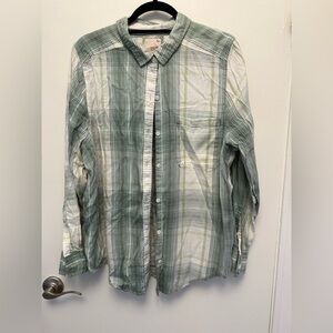 SO Women’s Casual Green and White Plaid Shirt